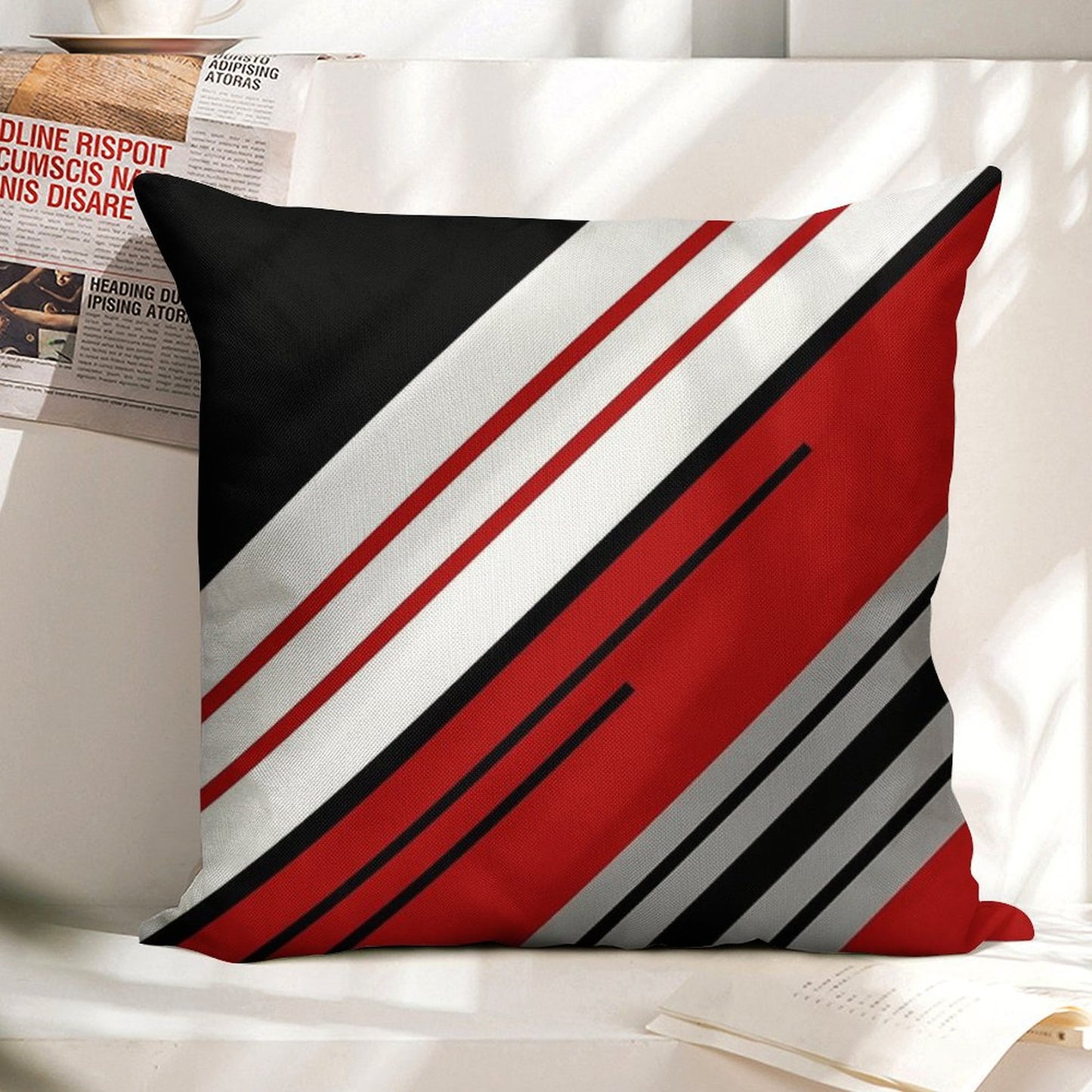 Diagonal Stripes Design Linen Throw Pillow Cover