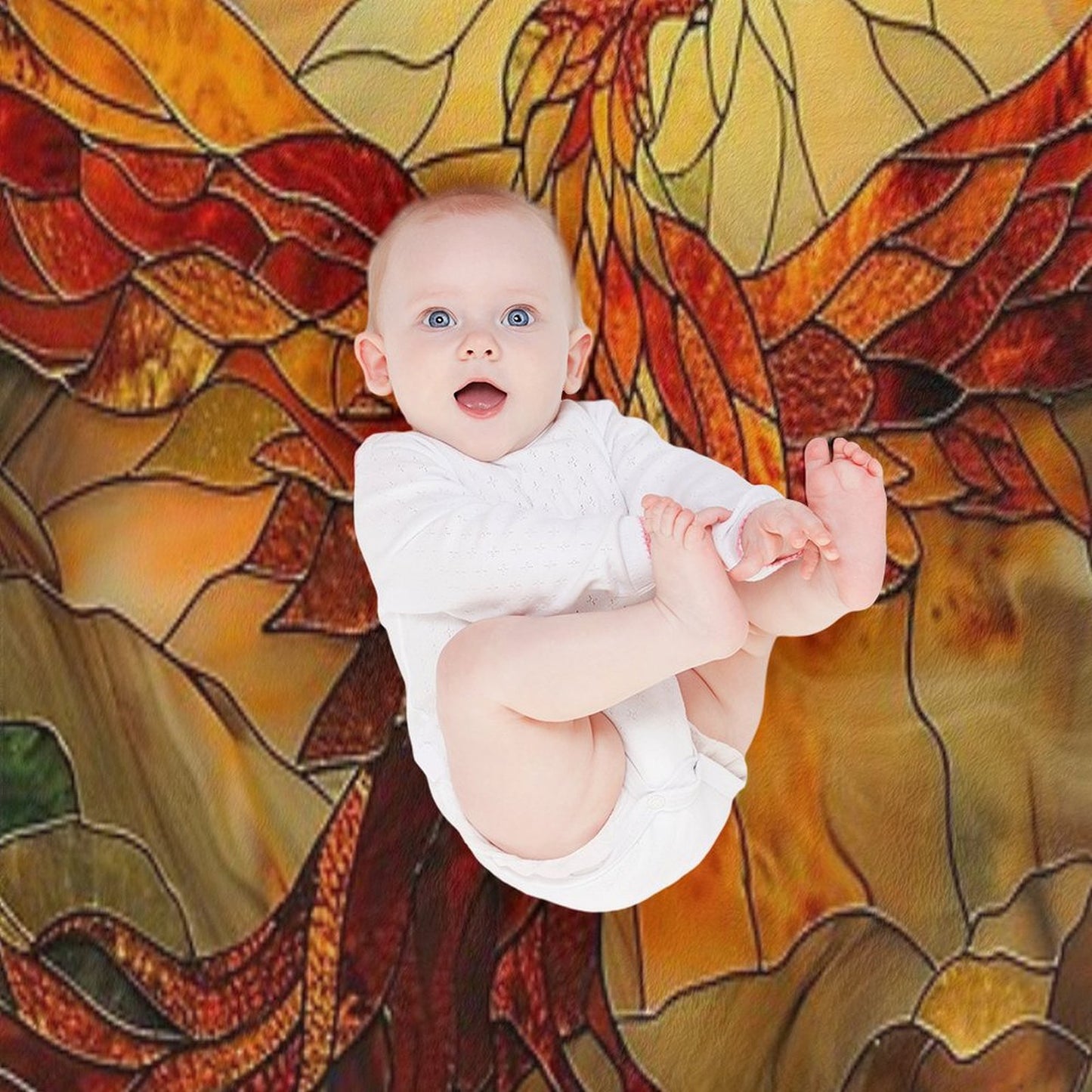 Glorious Phoenix Staine Glass Throw Blanket