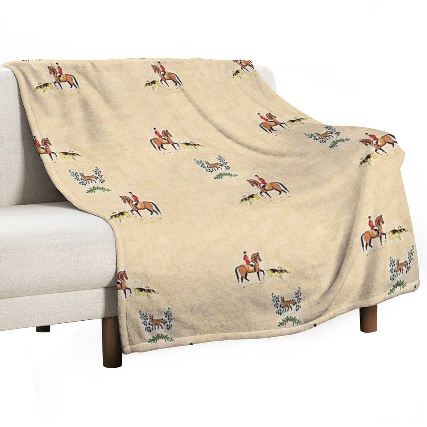 English Country Foxhunt Throw Blanket