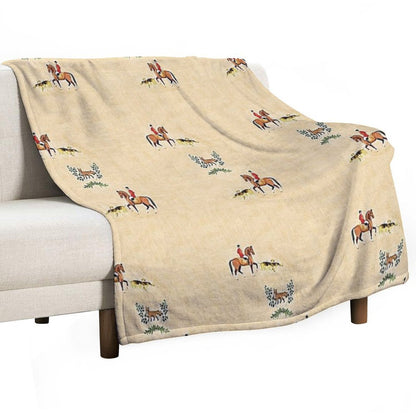 English Country Foxhunt Throw Blanket