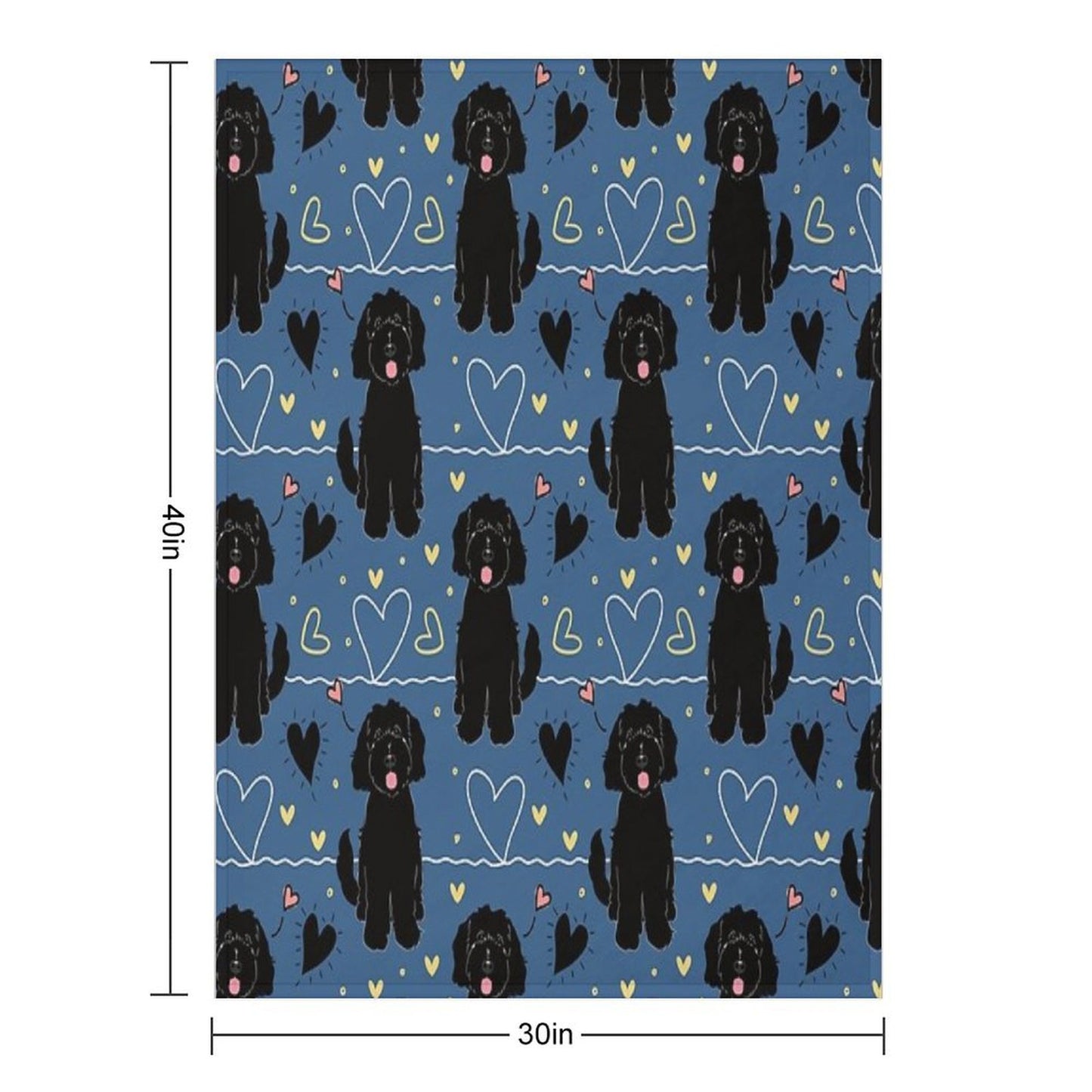 LOVE Black Goldendoodle Dog Throw Blanket
