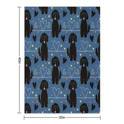 LOVE Black Goldendoodle Dog Throw Blanket