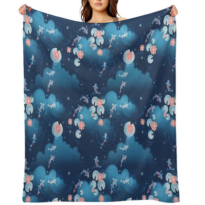 Koi Pond - Night Throw Blanket