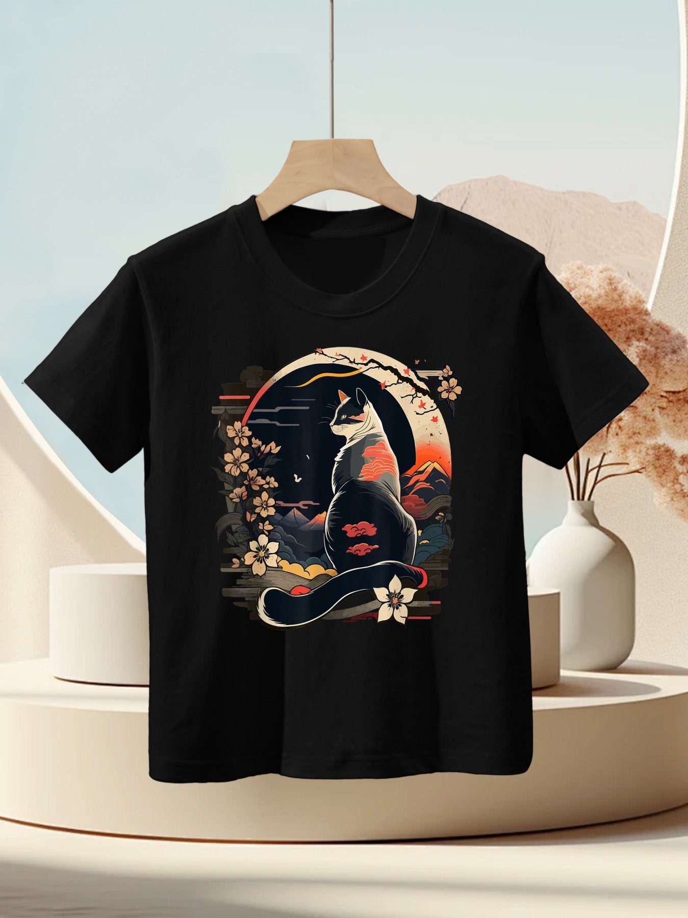 Kawaii Cat Anime Japanese Retro Men Women Kids Funny Cat Kids T-Shirt