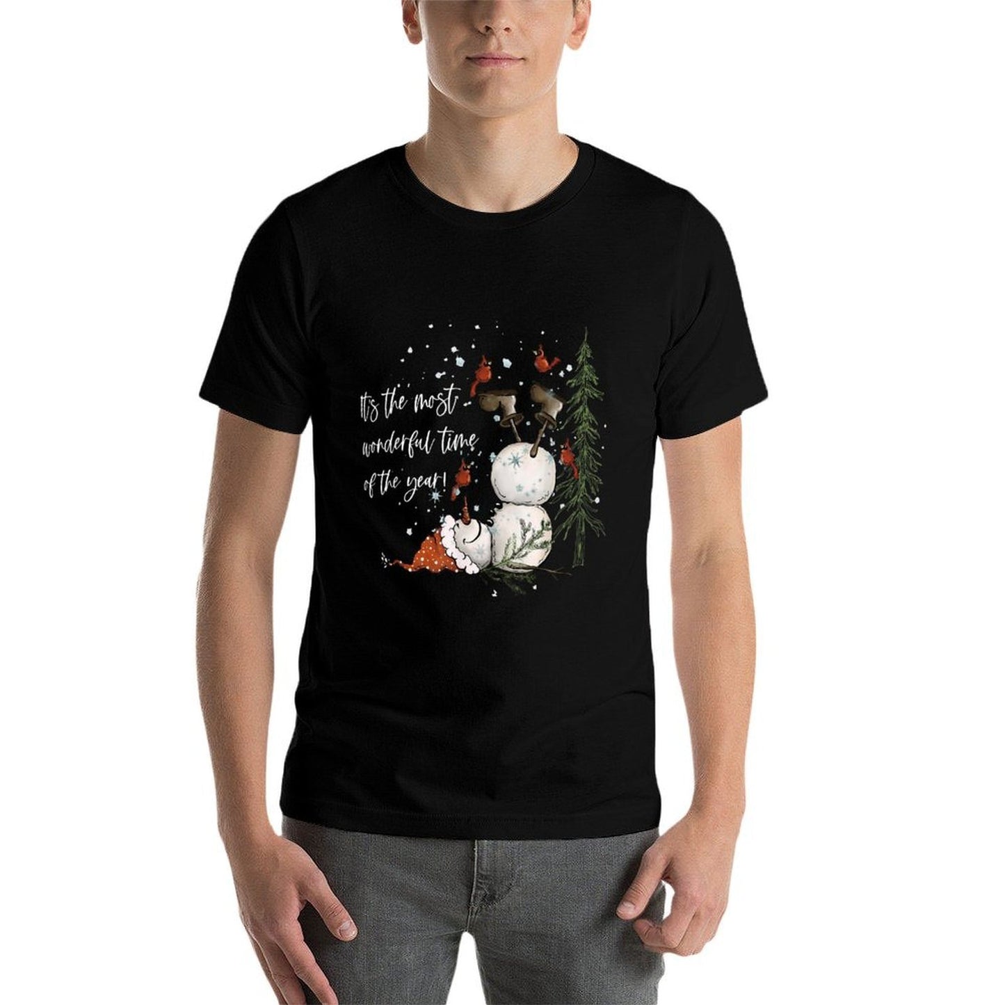 Funny Snowman Snowflake Merry Christmas Xmas Family Holiday  Summer-ready Fabric T-Shirt