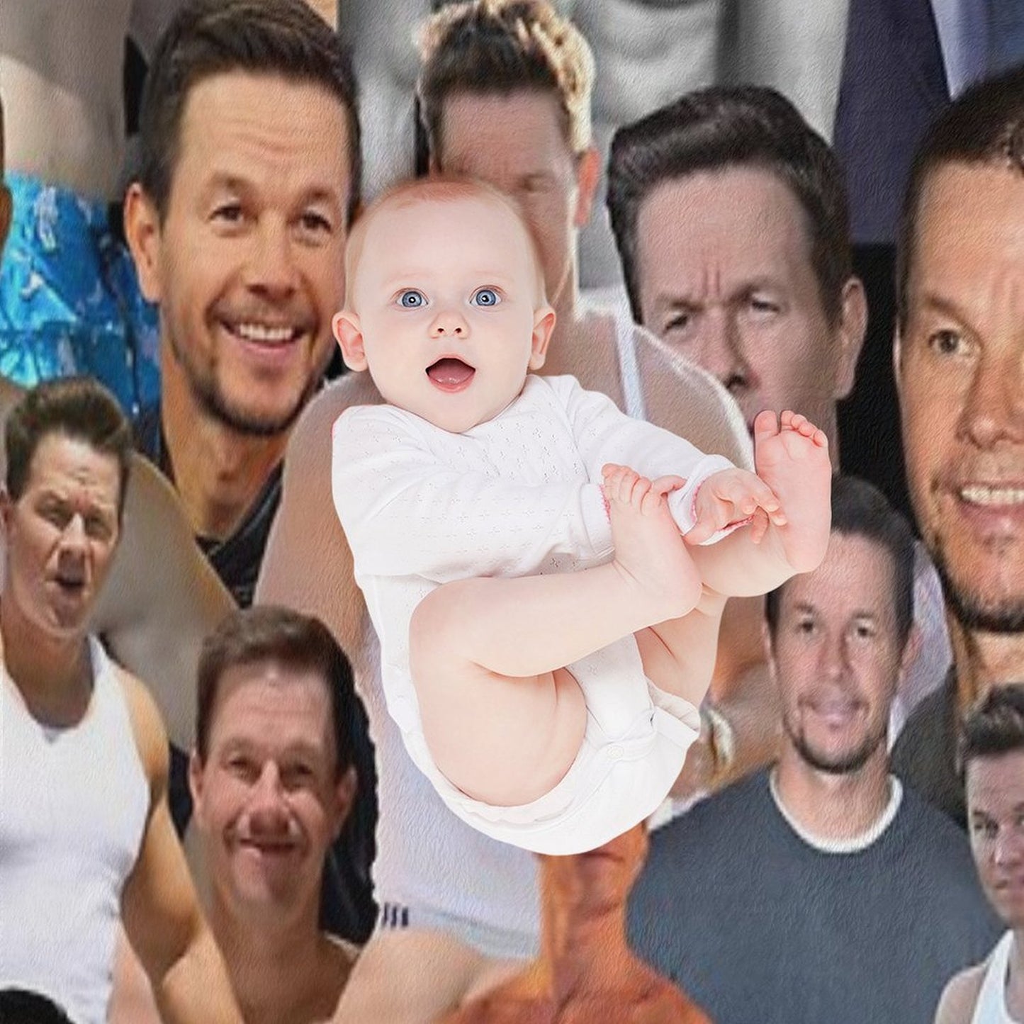 Mark Wahlberg Photo Collage Throw Blanket