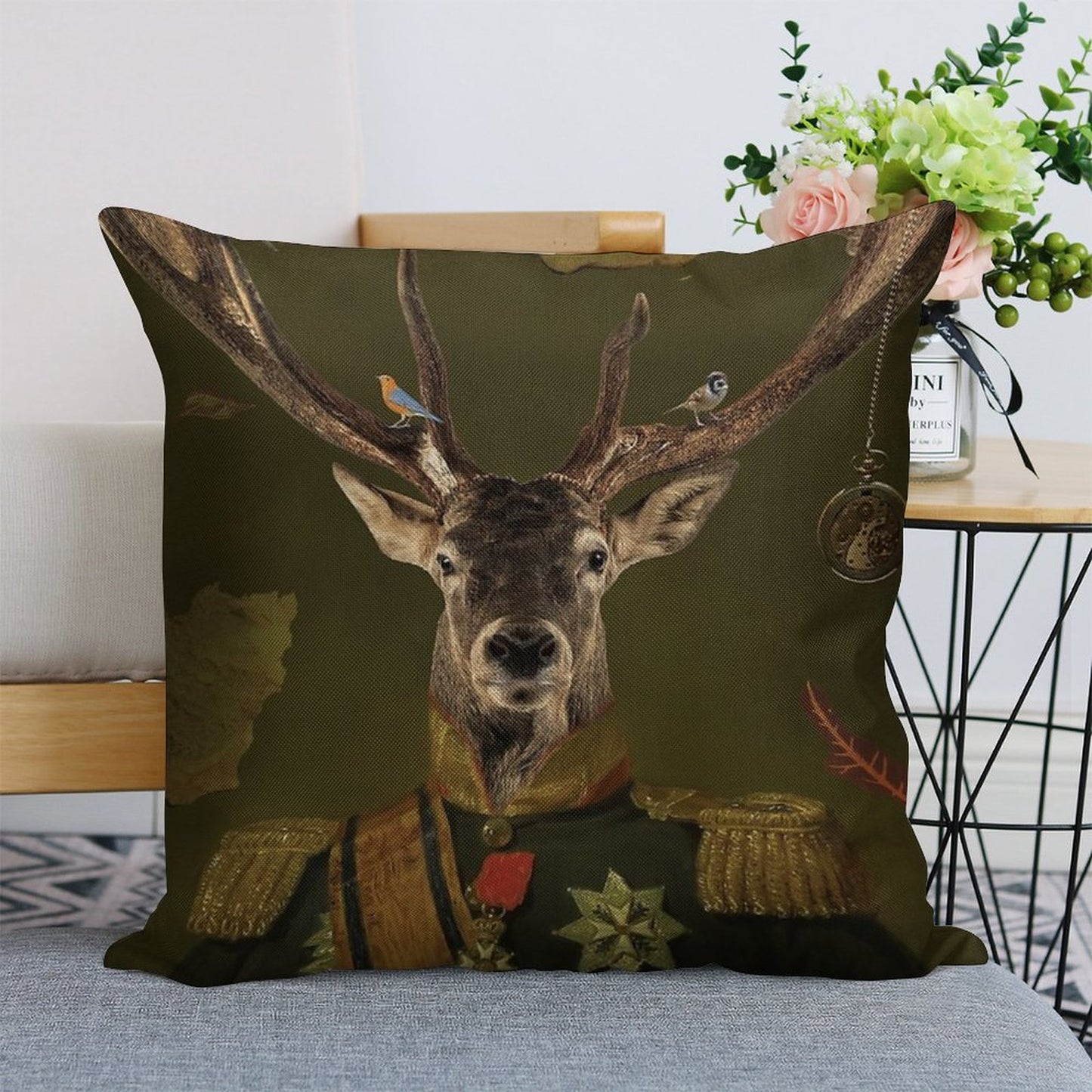 Heneral Le Cerf Linen Throw Pillow Cover
