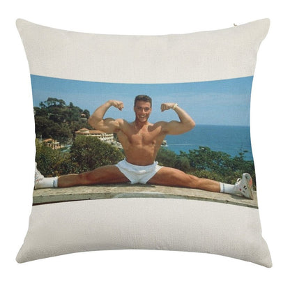 Jean Claude Van Damme Splits Linen Throw Pillow Cover