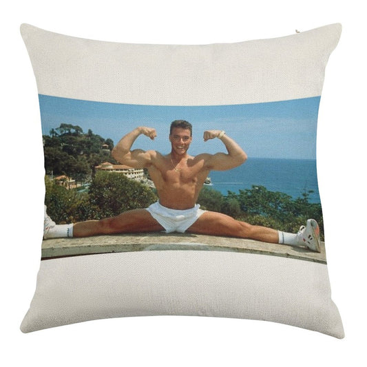 Jean Claude Van Damme Splits Linen Throw Pillow Cover