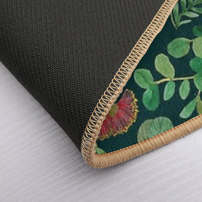 Australian Botanical Flowers And Foliage Eucalyptus Green Bath Mat