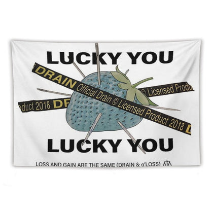 Bladee Drain Gang Lucky You Strawberry Logo Tapestry