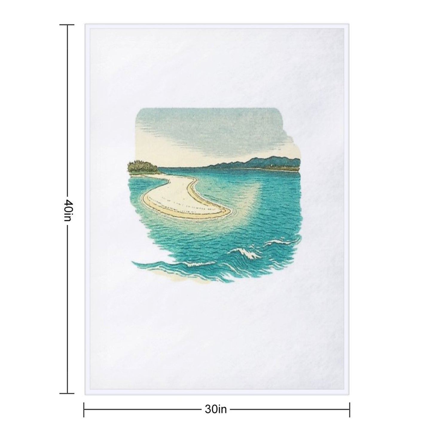 Sandbar Seascape Art  Serene Coastal View - Retro Island Vibes Throw Blanket