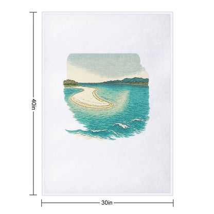 Sandbar Seascape Art  Serene Coastal View - Retro Island Vibes Throw Blanket