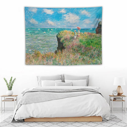 1882-Claude Monet-Cliff Walk at Pourville-66 X 82 Tapestry