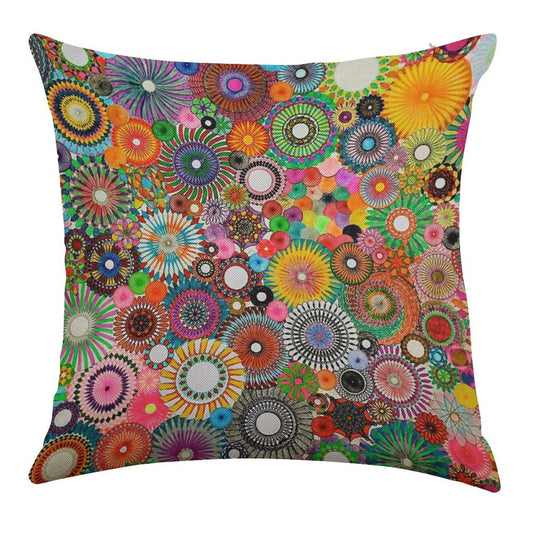 Childhood Dreams, A Colourful Spirograph Drawing! Linen Throw Pillow Cover