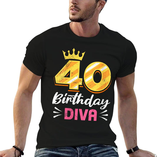 Womens 40th Birthday 40 BIRTHDAY DIVA 40 Years Women  Slim-fit Cut T-Shirt