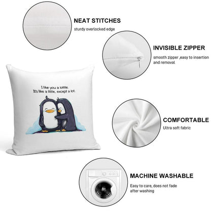I Like You A Lottle Penguins Soft Warmth Comfort Throw Pillow