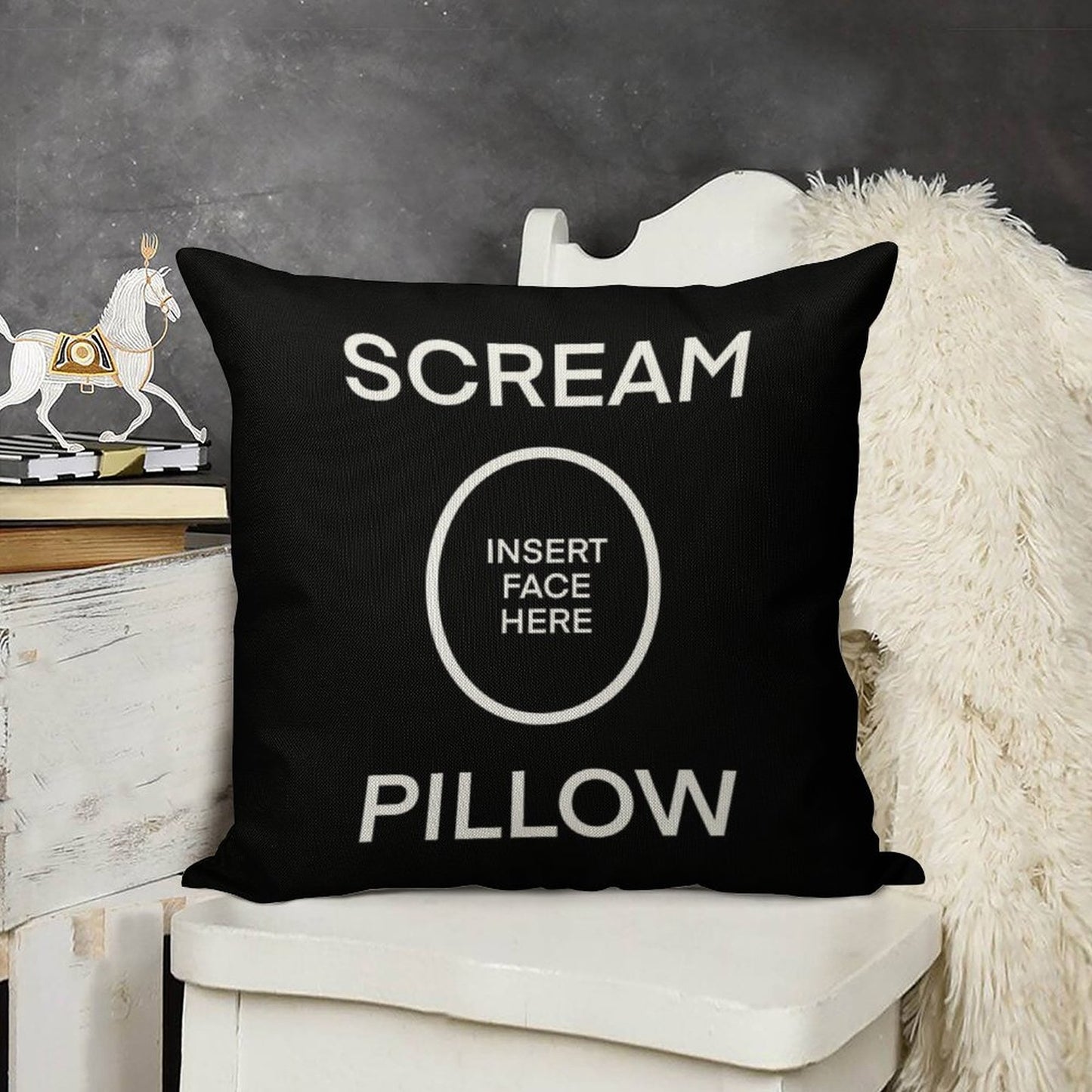 SCREAM PILLOW Linen Throw Pillow Cover