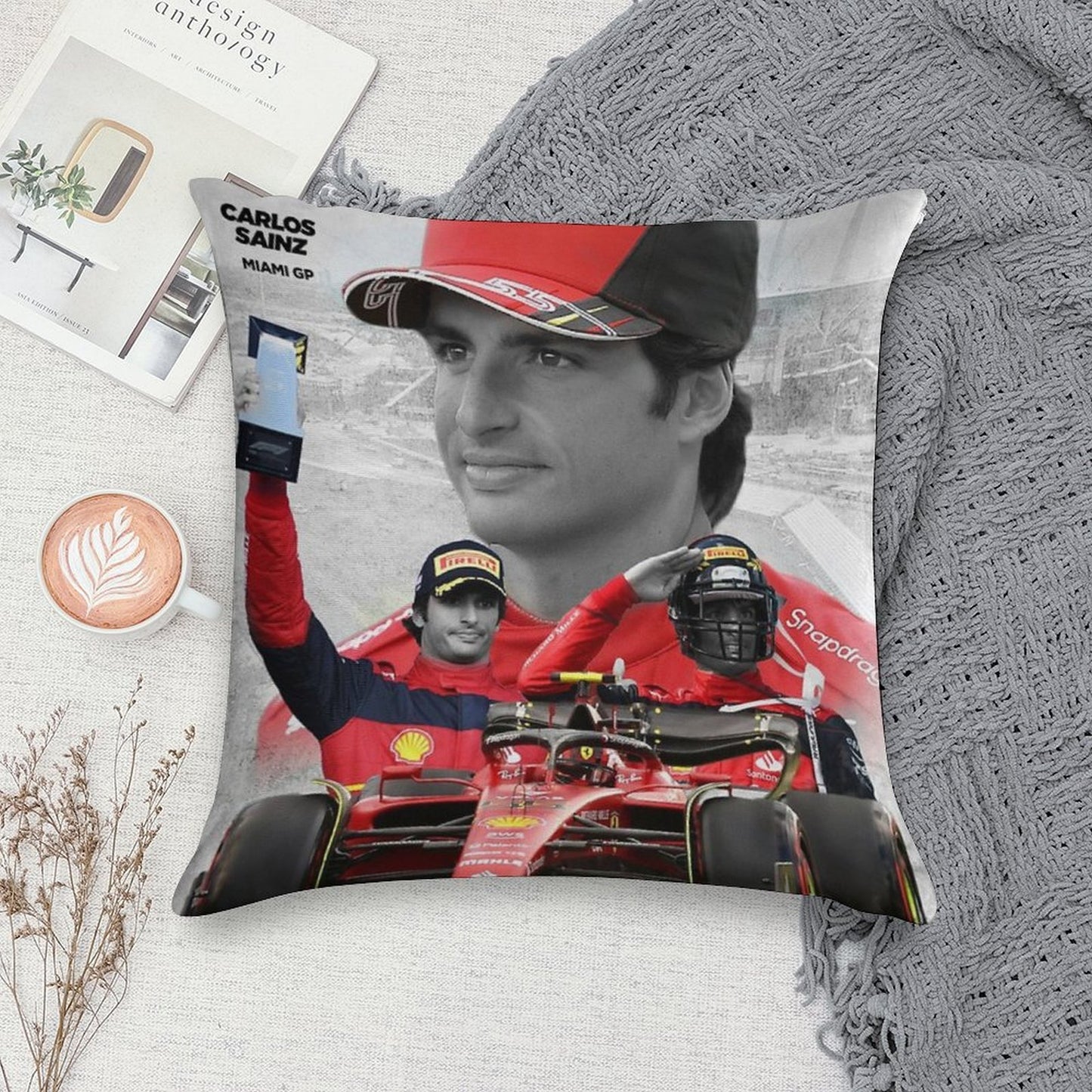 CARLOS SAINZ - 2022 MIAMI GP Soft Skin-Friendly Throw Pillow