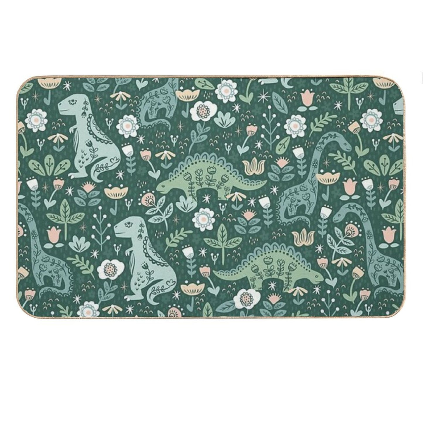 Folk Floral Dinosaur Bath Mat