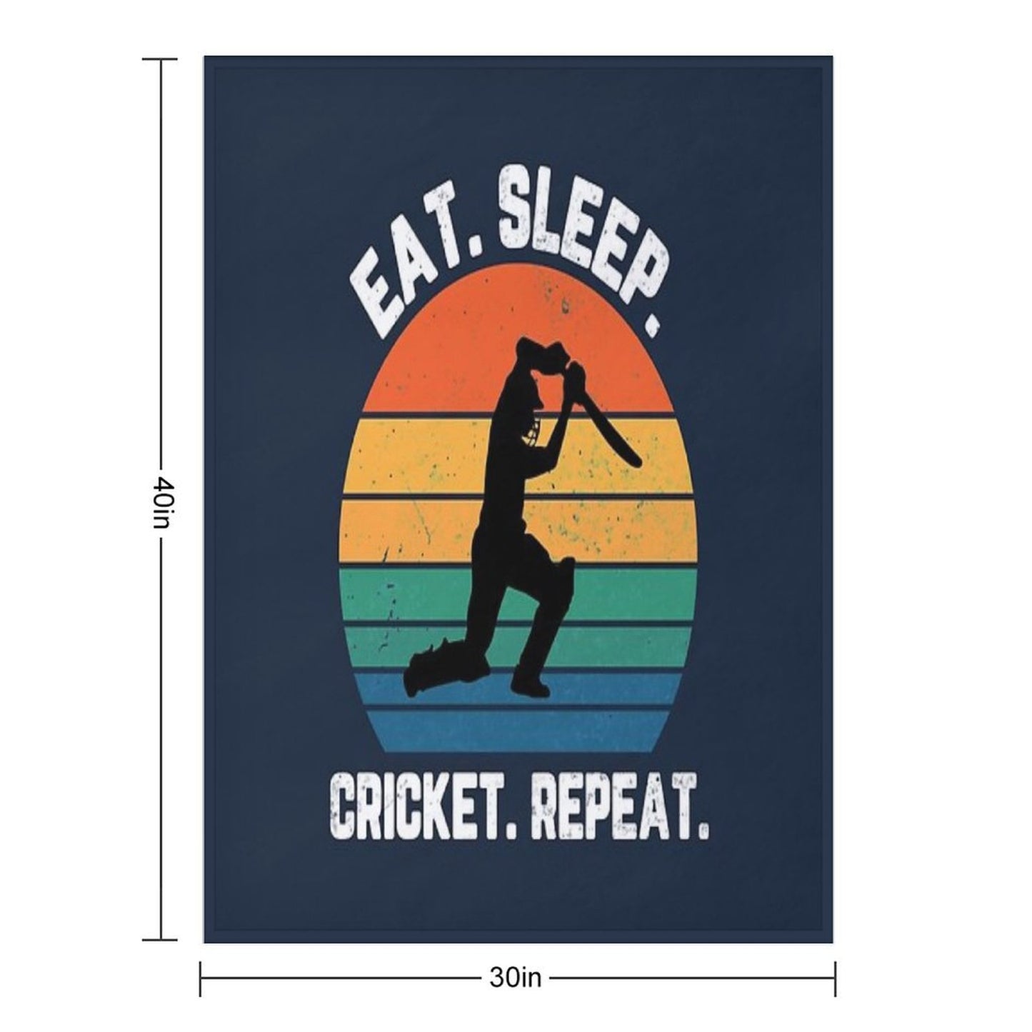 Eat Sleep Cricket Repeat Sunset White Text Throw Blanket
