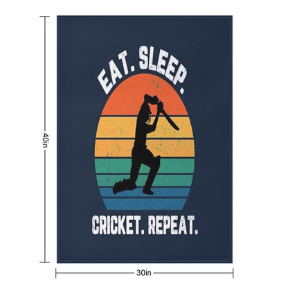 Eat Sleep Cricket Repeat Sunset White Text Throw Blanket