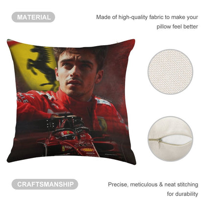 Charles Leclerc F1 2022 Linen Throw Pillow Cover