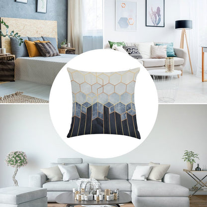 Soft Blue Hexagons Linen Throw Pillow Cover