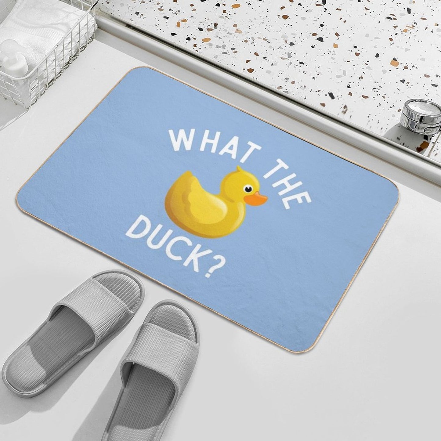 Cute Rubber Duck Funny Quote What The Duck Lover Gift Bath Mat