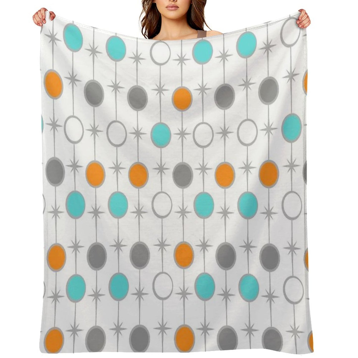Retro Dots And Starbursts Throw Blanket