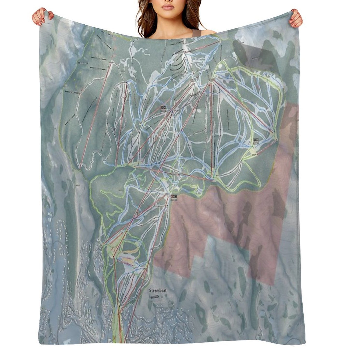 Steamboat Resort Trail Map Throw Blanket