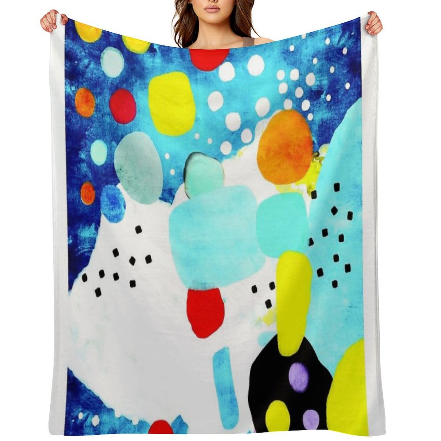 Marine Blue And White Abstract Art Throw Blanket