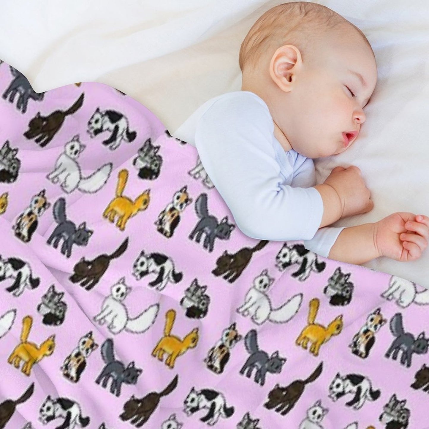 Cuddly Kitties Pink Throw Blanket