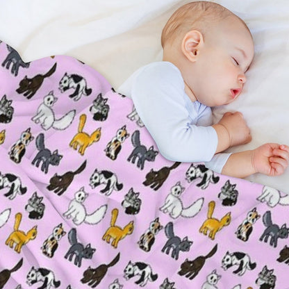 Cuddly Kitties Pink Throw Blanket