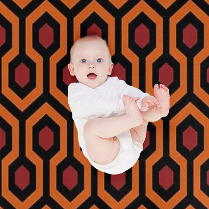 Geometric Pattern Looped Hexagons OrangeRedBlack Throw Blanket