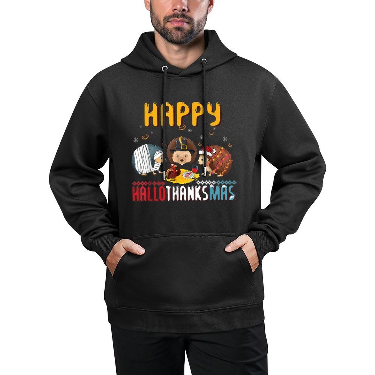 Fall Autumn Christmas Hedgehog Halloween Happy Thanksgiving Easy Care Hoodie