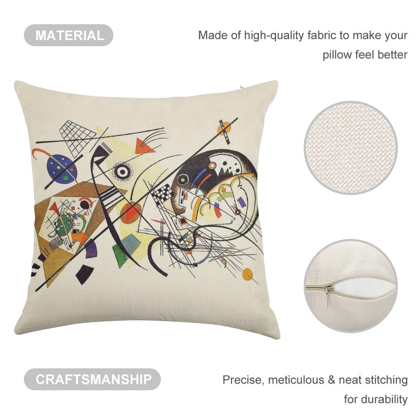 HD. Transverse Lines (1923), by Wassily Kandinsky Linen Throw Pillow Cover