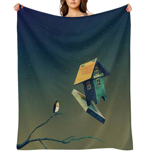 Flying Bird...house Throw Blanket