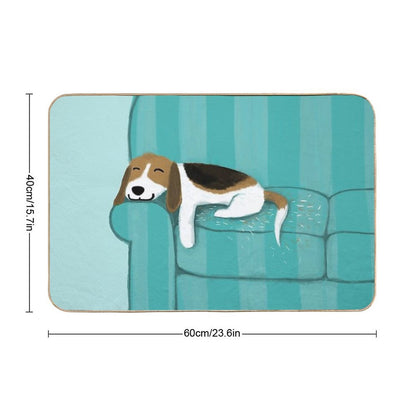 Happy Couch Dog  Cute Beagle Bath Mat