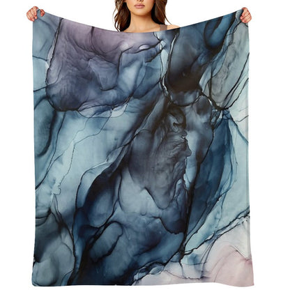Blush And Darkness Abstract Alcohol Ink Painting Throw Blanket