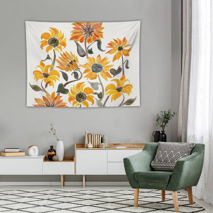 Sunflower Watercolor – Yellow & Black Palette Tapestry