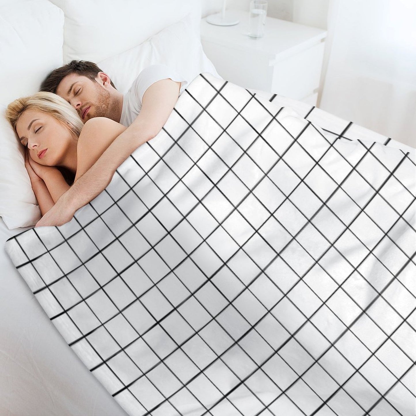 White Grid Throw Blanket