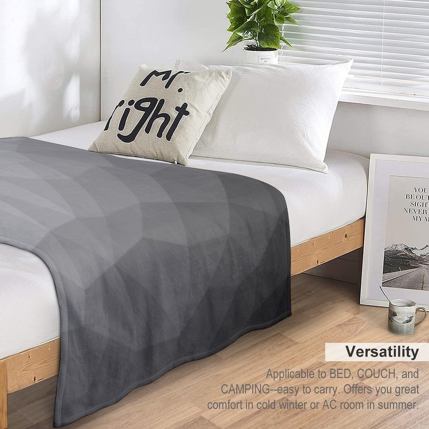 Gray Gradient Geometric Mesh Pattern Grey Elegant Design Throw Blanket