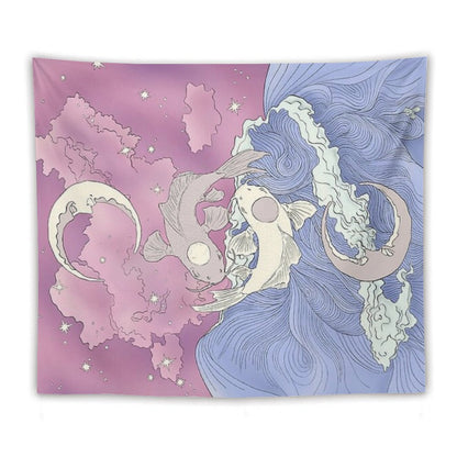 Tui And La, Moon And Ocean Spirits Art Nouveau Tapestry