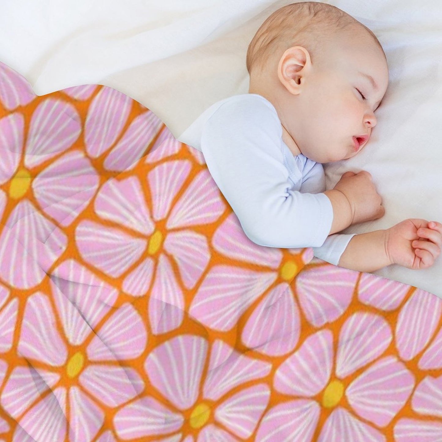 Flower Power Seventies Sixties Hippie Flowers Pattern Orange Pink Throw Blanket