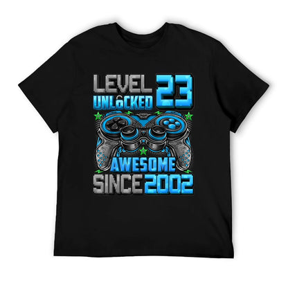 Level 23 Unlocked Awesome Since 2002 23rd Birthday Gaming T-Shirt
