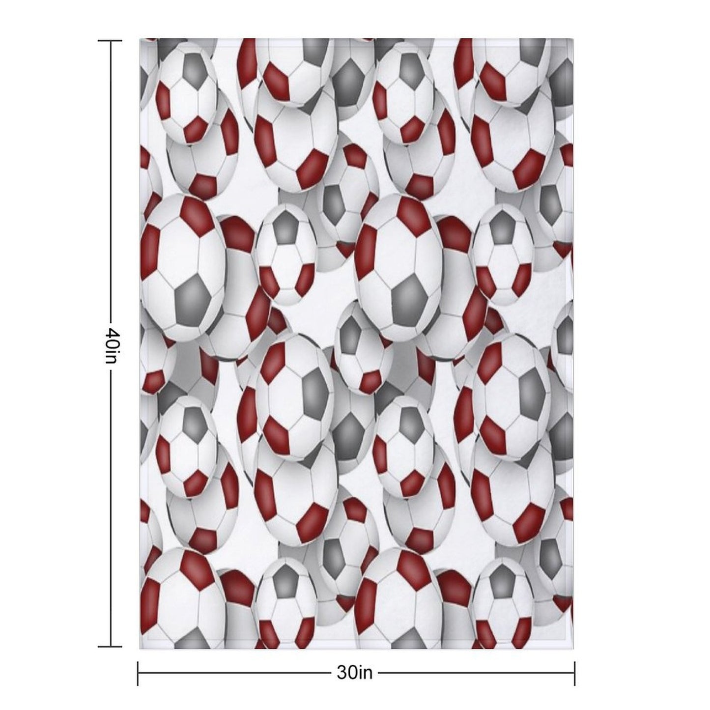 Maroon & Gray Soccer Balls Pattern Throw Blanket