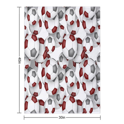 Maroon & Gray Soccer Balls Pattern Throw Blanket