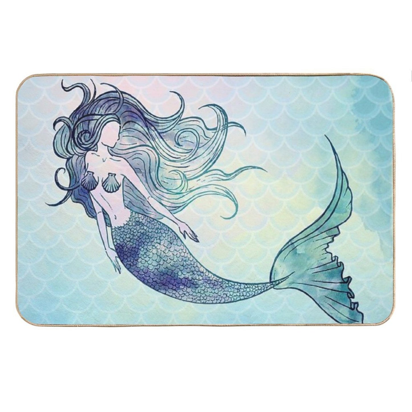 Watercolor Mermaid Bath Mat