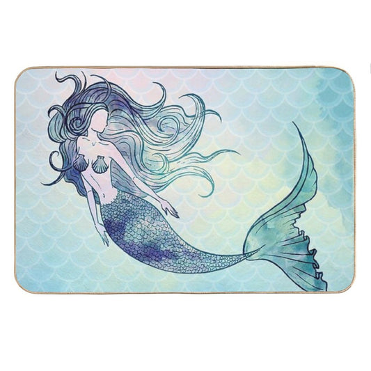 Watercolor Mermaid Bath Mat